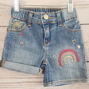 Gap toddler denim embroidered ranbow shorts